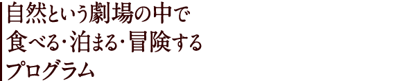 自然という劇場の中で食べる・泊まる・冒険するプログラム